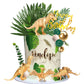 21 PCS Gold Dinosaur Cake Toppers Dinosaur Figures Green Ball Cake Decorations for Dinosaur Theme Birthday Supplies (Gold)