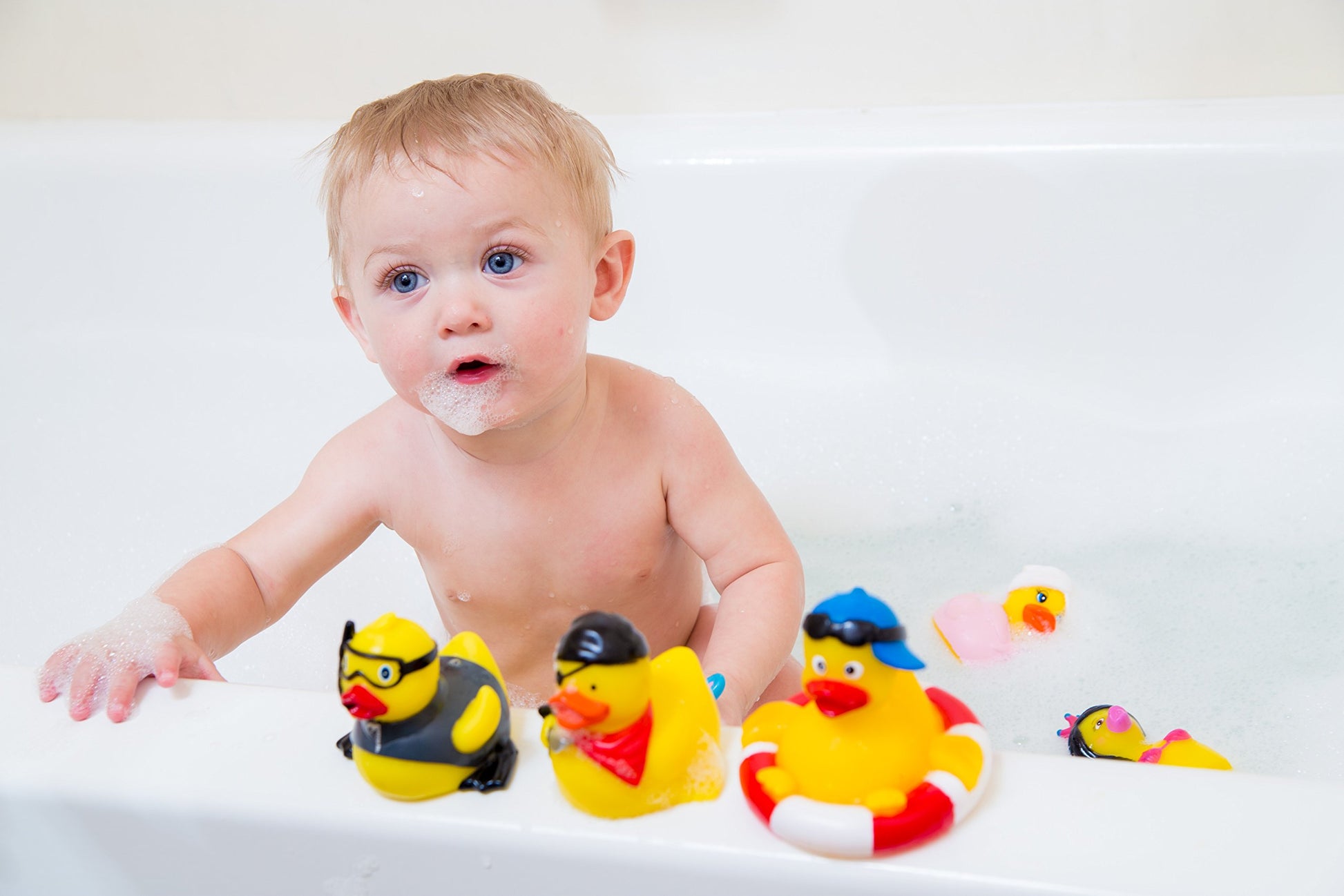 3" Rubber Duck [Sealed Hole, Floats Upright] - Baby Safe Bathtub Bathing Toy - Pink Ribbon Rubber Duck