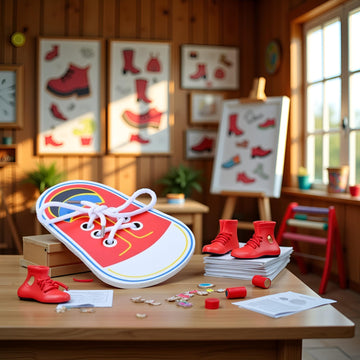 Labriciyon 1Pc Red Shoes Learning Decor Kits,Learn to Tie Your Own Shoes,Practical Learning Decor for Person,Training Board Early Wooden Threading