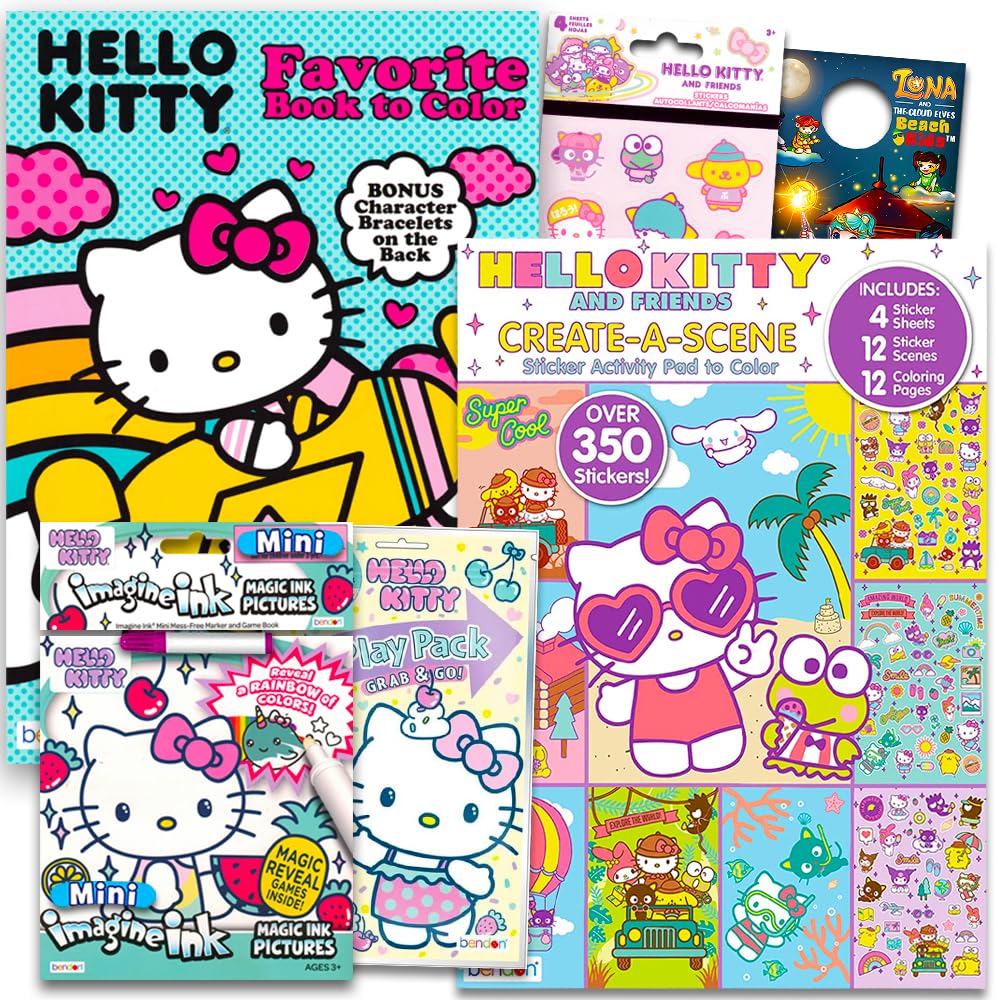 Hello Kitty Coloring & Activity Book Super Set ~ 5 Hello Kitty Coloring Books, Crayons, and over 50 Hello Kitty Stickers (Hello Kitty Party Pack)
