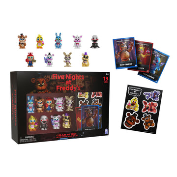 Five Nights At Freddy’s (FNAF) - Ultimate Grab N’ Go Bundle - Series 2 -Collectible Microfigures - Figure and Card Stand - Collectible Trading Cards