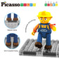 PicassoTiles Magnet Tiles Building Block 2-in-1 Excavator & Backhoe Brick Compatible Construction Playset with Car Base Magnetic Character Action