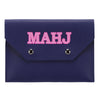 Xovnfp Vegan Leather Mahjong Card Holder - Pouch for Large Print Mahjong Cards & Accessories- Gift for mah Jong Lovers, 8"x5.8", Blue