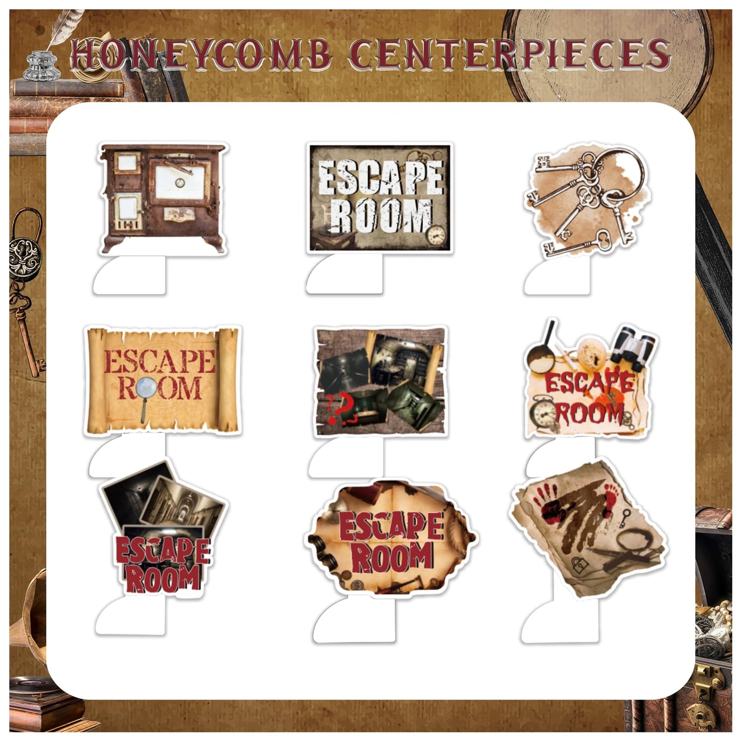 9 PCS Escape Room Honeycomb Centerpieces Table Decorations Escape Room Table Centerpieces for Escape Room Party Supplies Birthday Party Decorations