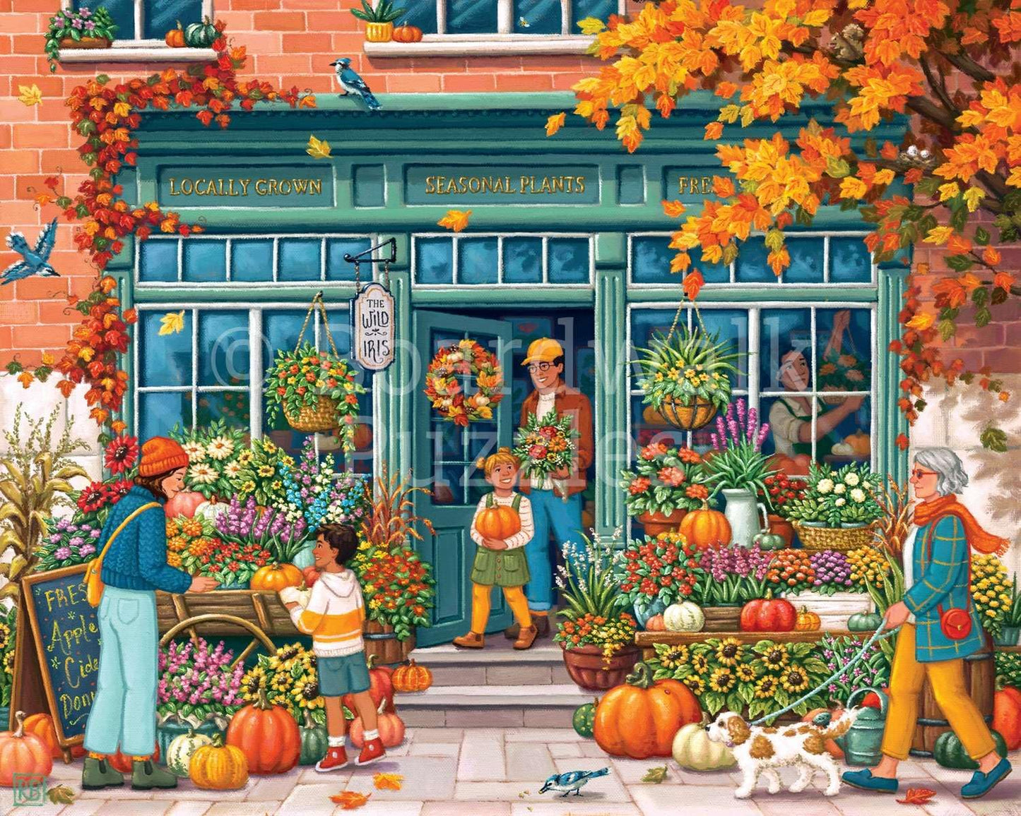 Boardwalk Flower Shop 500 Piece Jigsaw Puzzle Autumn Garden Market Puzzles with Premium Box, Gift for Adults and Family 16"x20"