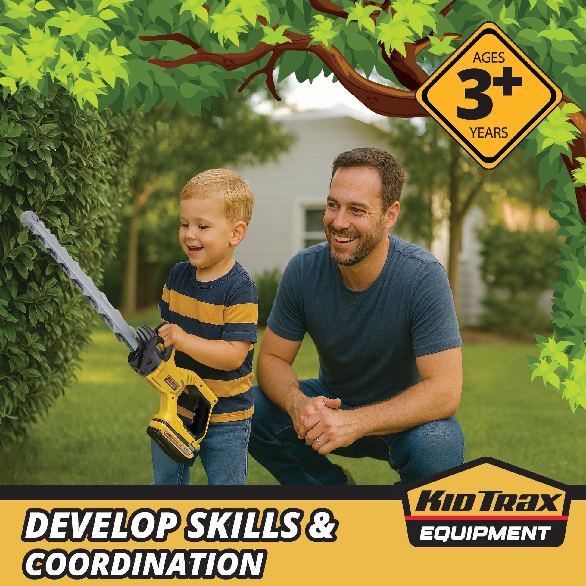 Kid Trax Hedge Trimmer Construction Toys - Outdoor Toys, Gardening Tools, Tools for Kid, Hedge Trimmer Cordless, Kids Toy, Pretend Play, Realistic