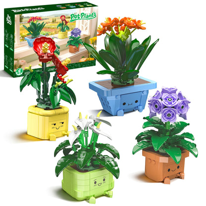 WIDELAND Flower Building Kit for Adults, 614 Pcs Happy Plants Flowers Set, Succulents Botanical Collection for Home Office Décor, Gift for Valentine's