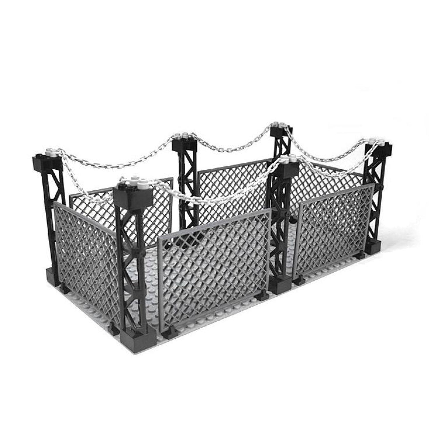 Cage Building Blocks Set, Safety Guardrail with Rope, Fence & Openable Gates, Toy Cage Compatible with lego Prison, Jurassic Dinosaur, Military Base