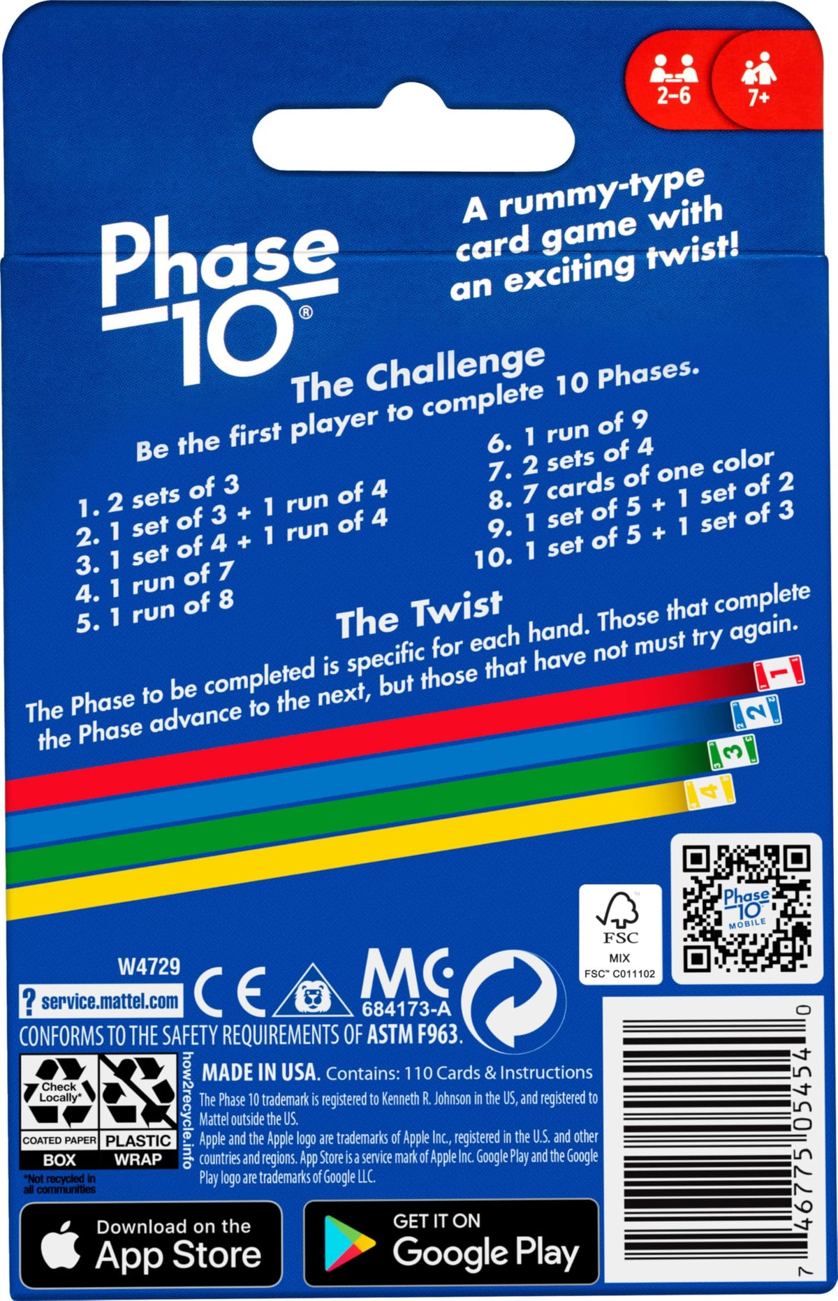 Mattel Games W4729 Phase 10 Card Game