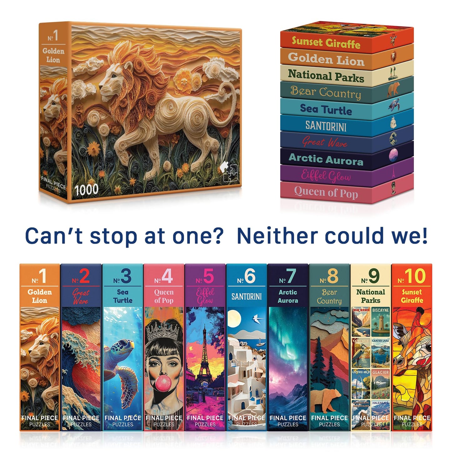 Golden Lion (#1) - 1000 Piece Jigsaw Puzzle for Adults | Premium European Blue Board | Satin Low-Glare Finish | Ribbon Cut | Bonus Poster |