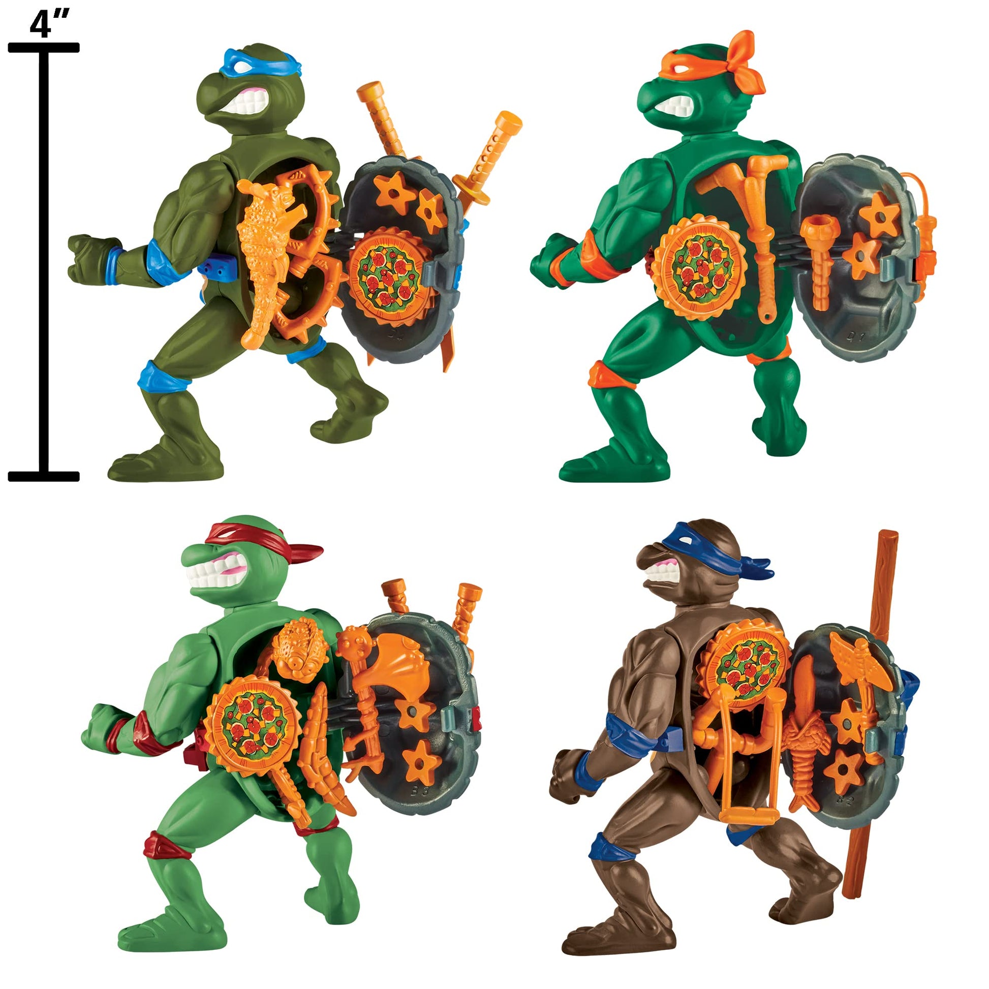 Teenage Mutant Ninja Turtles: Classic 4" Turtles 4-Pack Figure Bundle by Playmates Toys