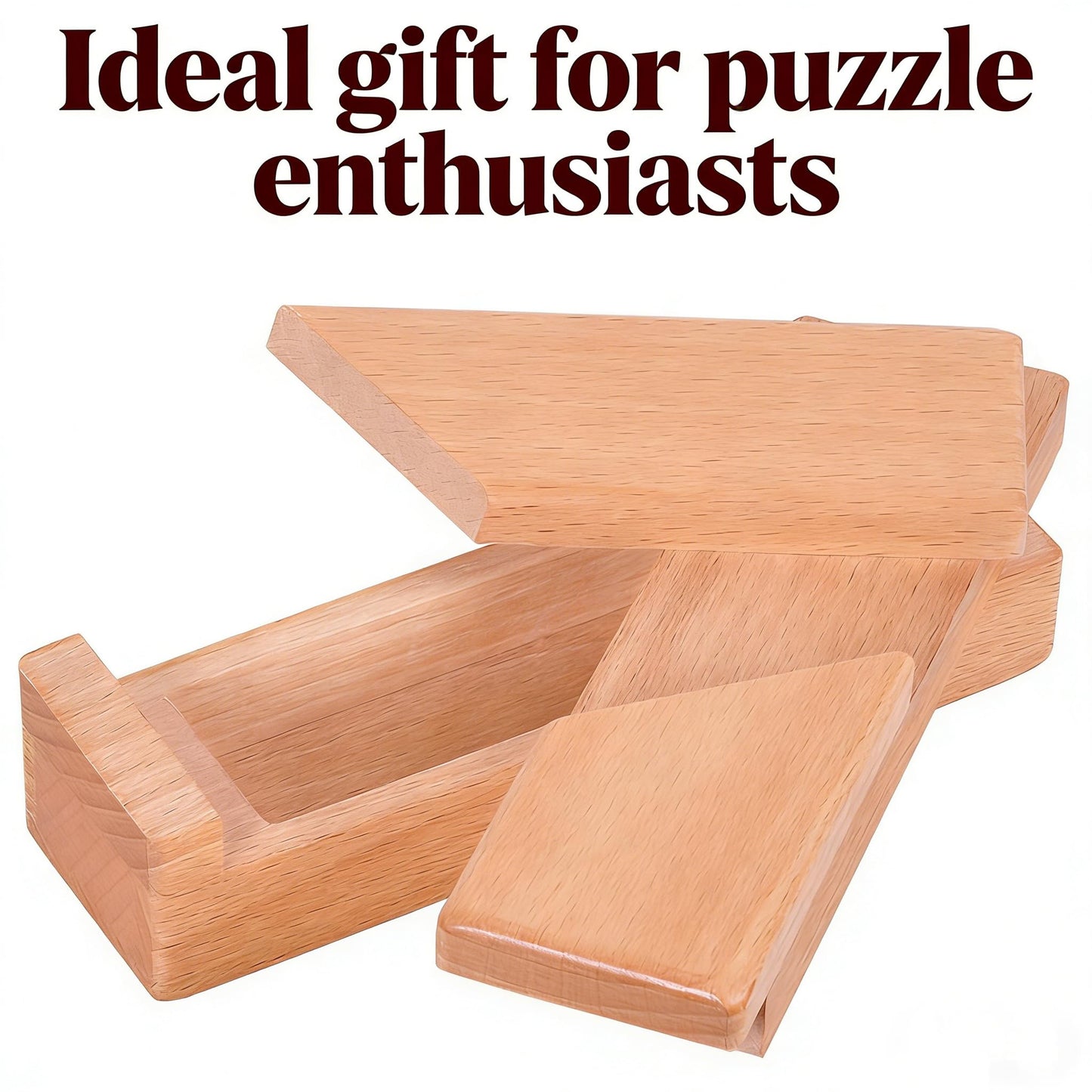 MAGIKON Wooden Brain Teaser Puzzle Box, Secret Opening Hidden Compartment