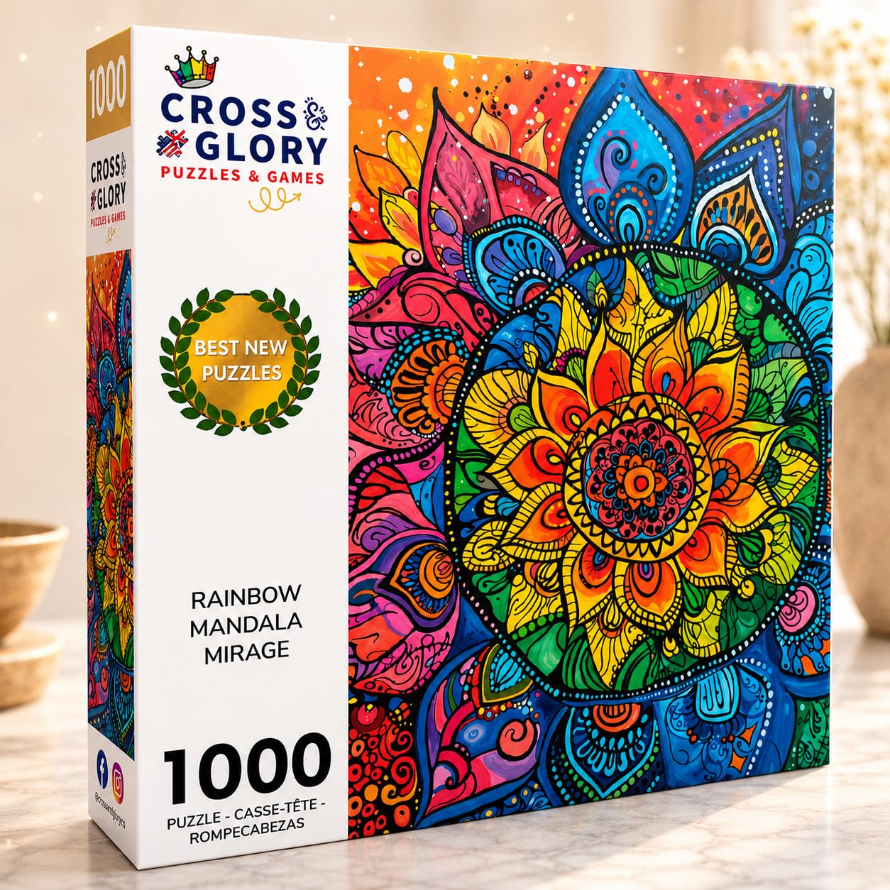 Cross & Glory | Jigsaw Puzzles for Adults | Rainbow Mandala Mirage
