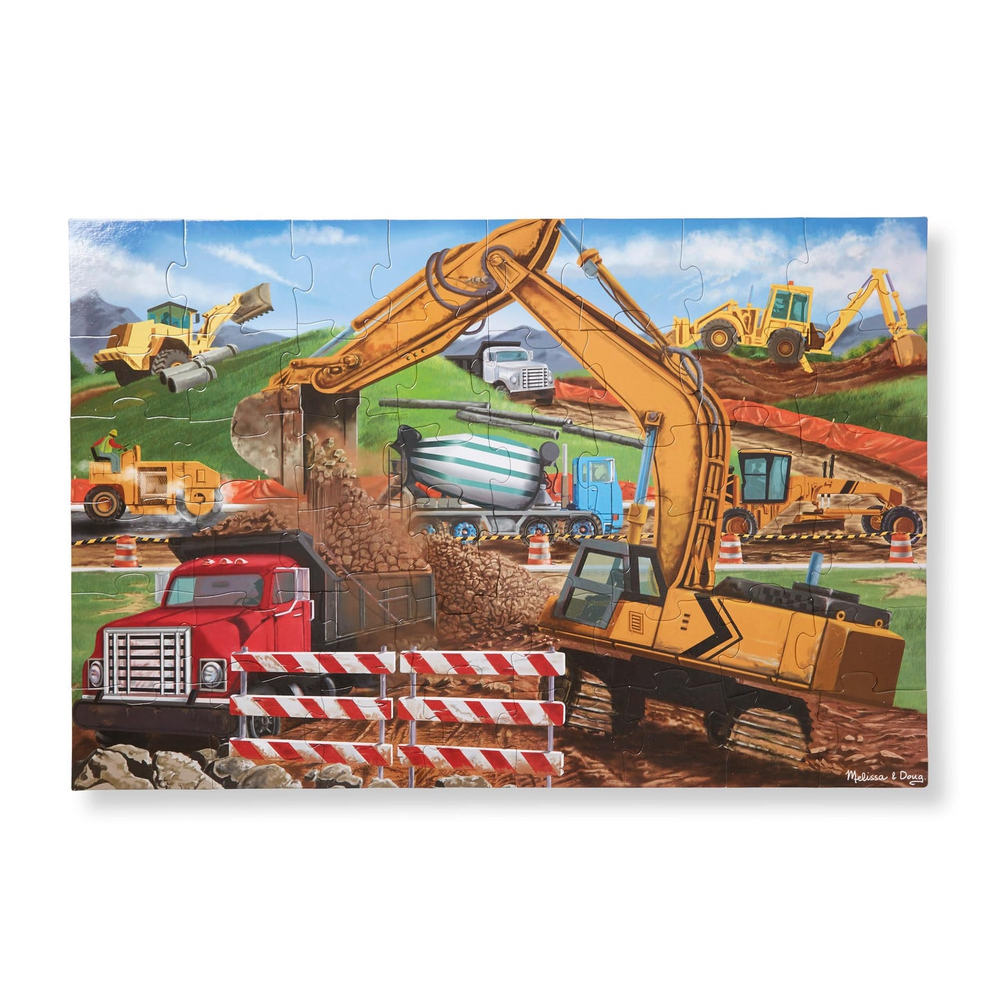Melissa & Doug Building Site Floor Puzzle, 48 pc Jumbo Jigsaw Puzzle, Educational Screen Free Activity for Toddler, Preschoolers and Kids Ages 3+ (2 x