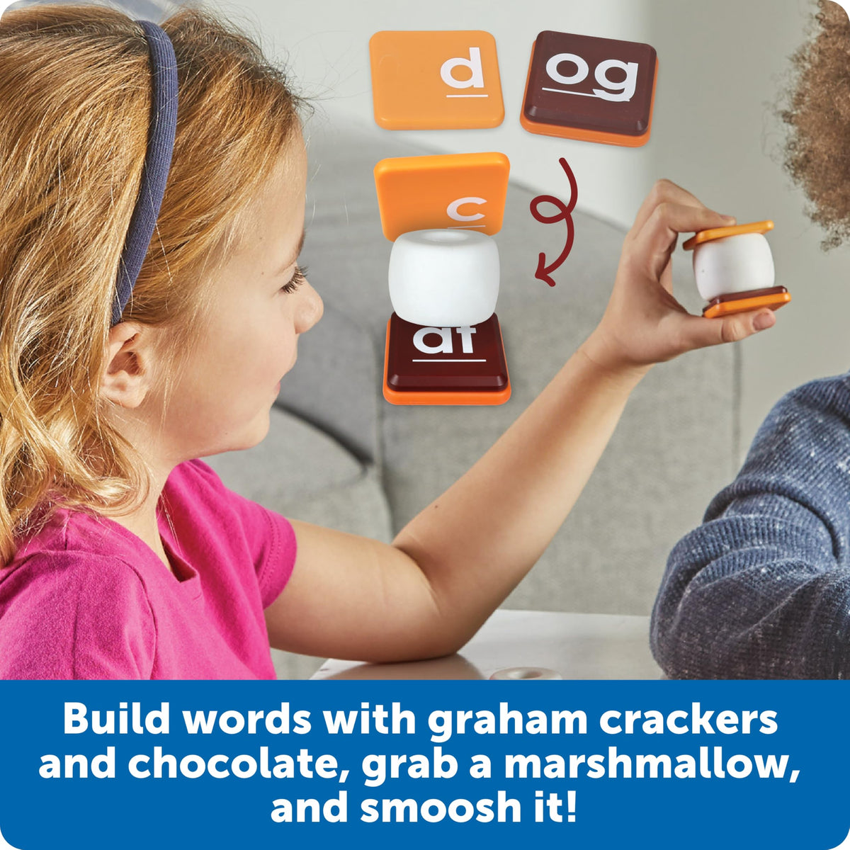 Learning Resources Let's Spell S'Mores - Montessori Toys, Kindergarten Learning Activities, Phonemic Awareness Flash Cards, Dyslexia Tools for Kids,