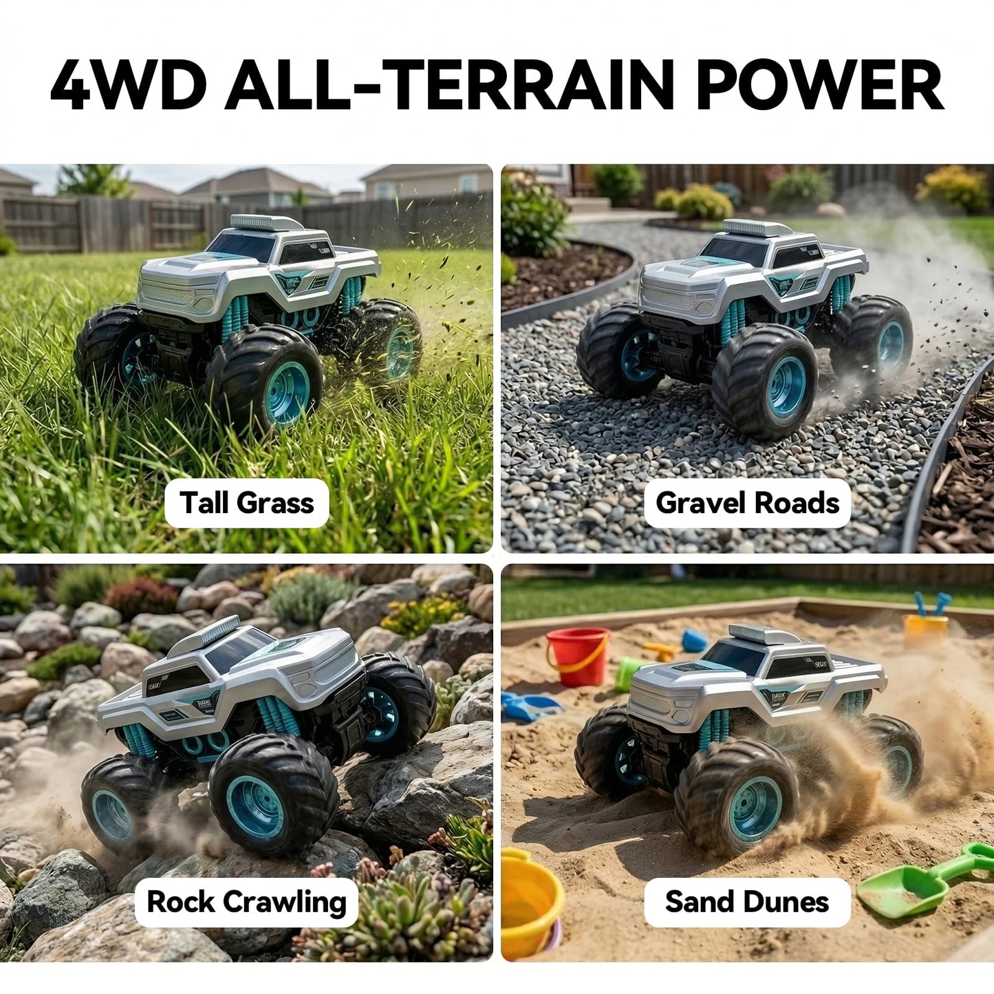 Werlutch 1:14 Amphibious Remote Control Car with Gyro Stabilizer, 4WD Waterproof All Terrain RC Monster Truck, 2.4 GHz Off-Road Toys for Boys Kids