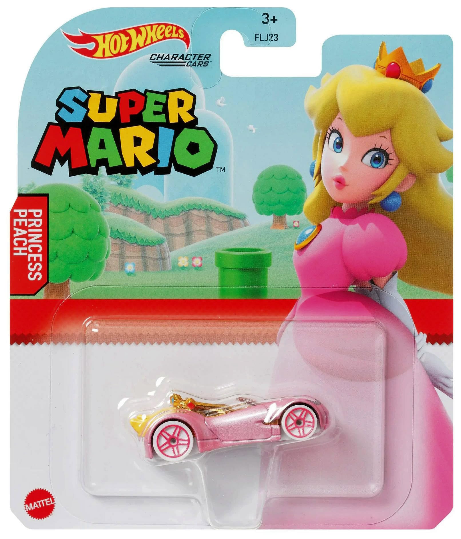 Hot Wheels Super Mario Character Cars Bundle of 2, Mario & Princess Peach