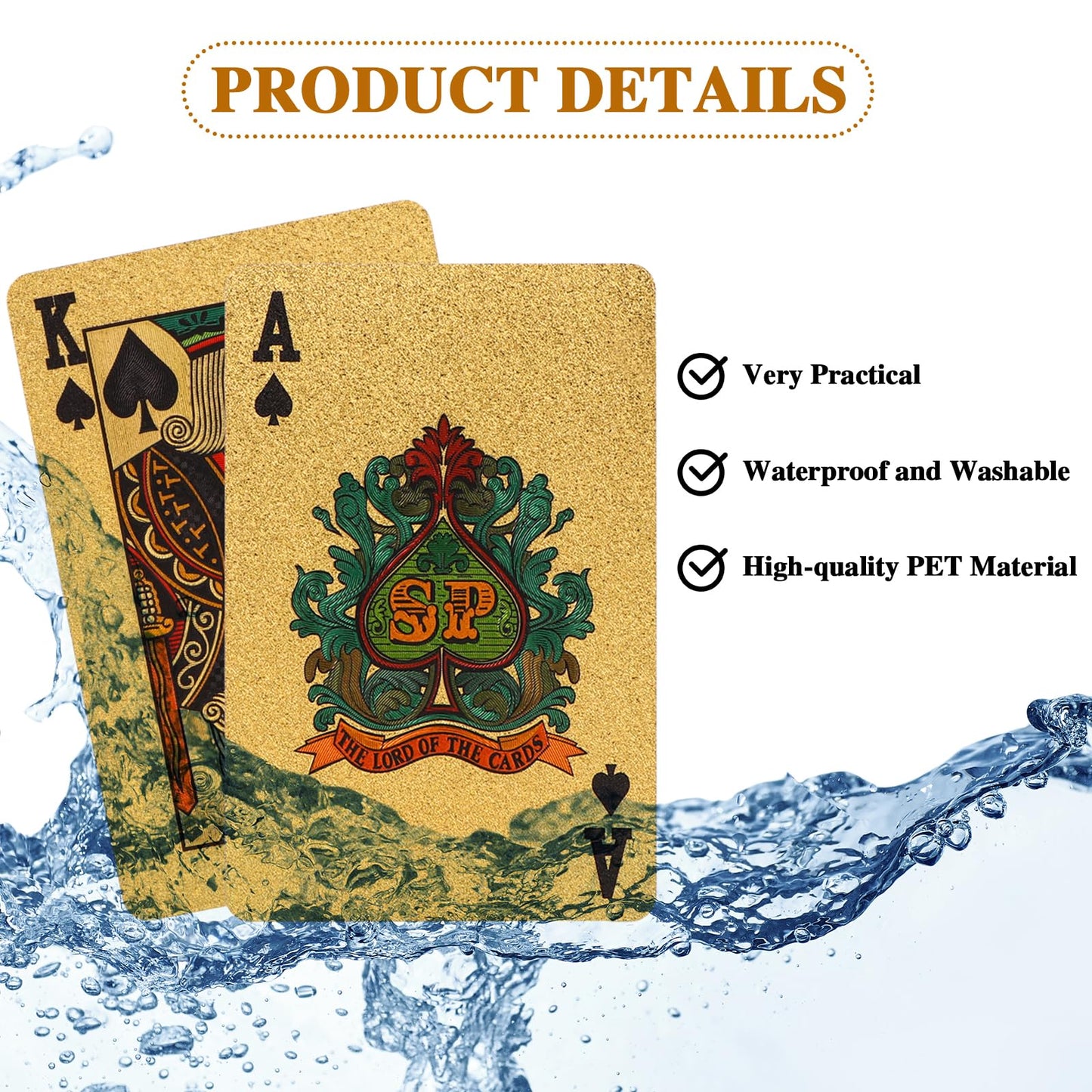 LIUBUJINGYING 8 Pack Waterproof Playing Cards Plastic Gold Foil Playing Card Plastic Playing Ca-RDS 4 Colors Waterproof PET Foil Poker Ca-RDS Bulk