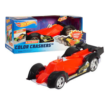 Hot Wheels Color Crashers Hi-Tech Missile Vehicle, 10-Inch Red Motorized Toy Car with Lights and Realistic Racing Sounds, Kids Toys for Ages 3 Up by