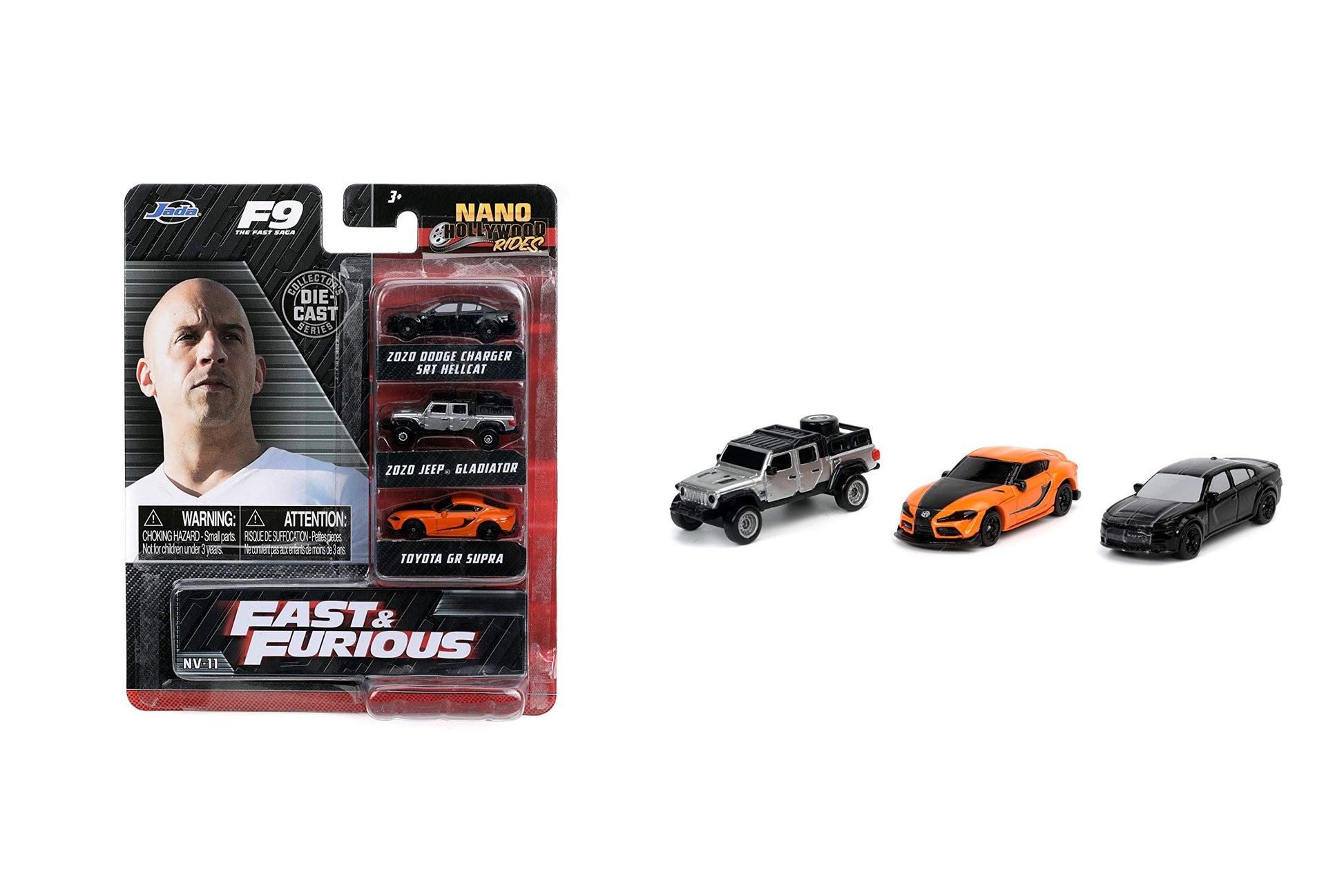Jada Toys Fast & Furious F9 1.65"" Nano 3-Pack Wave 3 Die-cast Cars, Toys for Kids and Adults (26098)