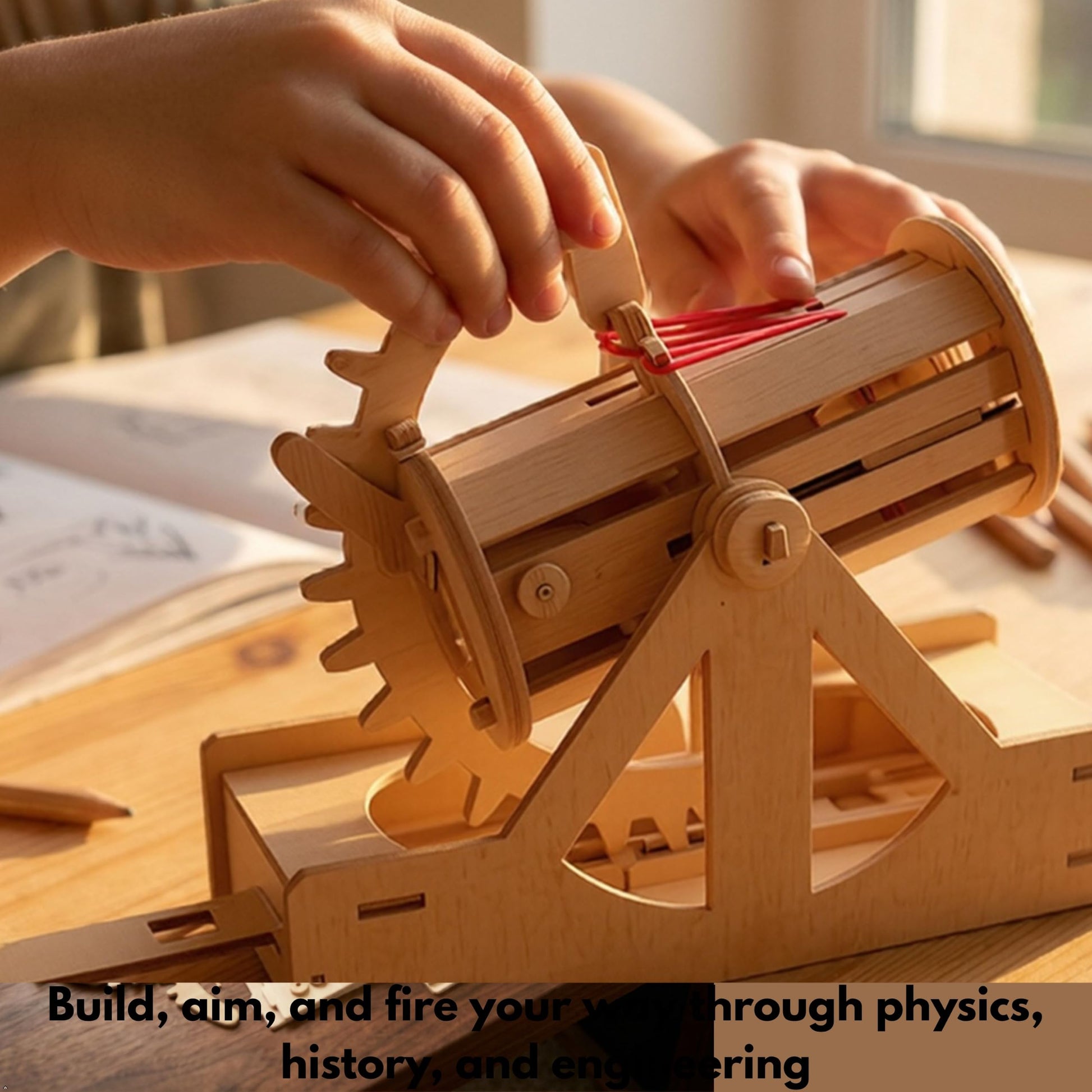 PATHFINDERS STEM Kit - Leonardo da Vinci Bombard | Build Your own Cannon | Science kit for Teens and Adults | Mechanical Engineering Build Model |