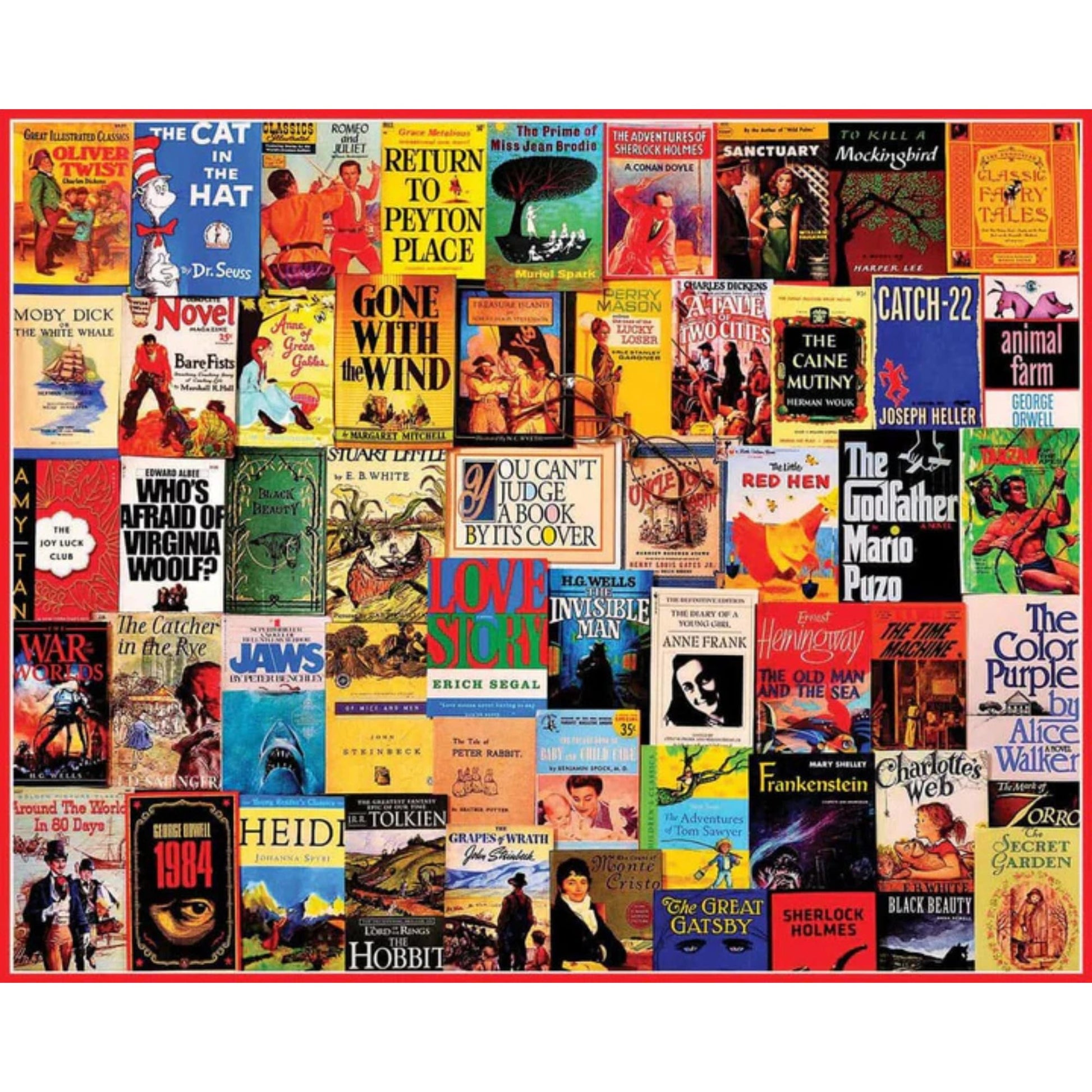 White Mountain 300 Piece Jigsaw Puzzle Nostalgic Book Collage, Great Books
