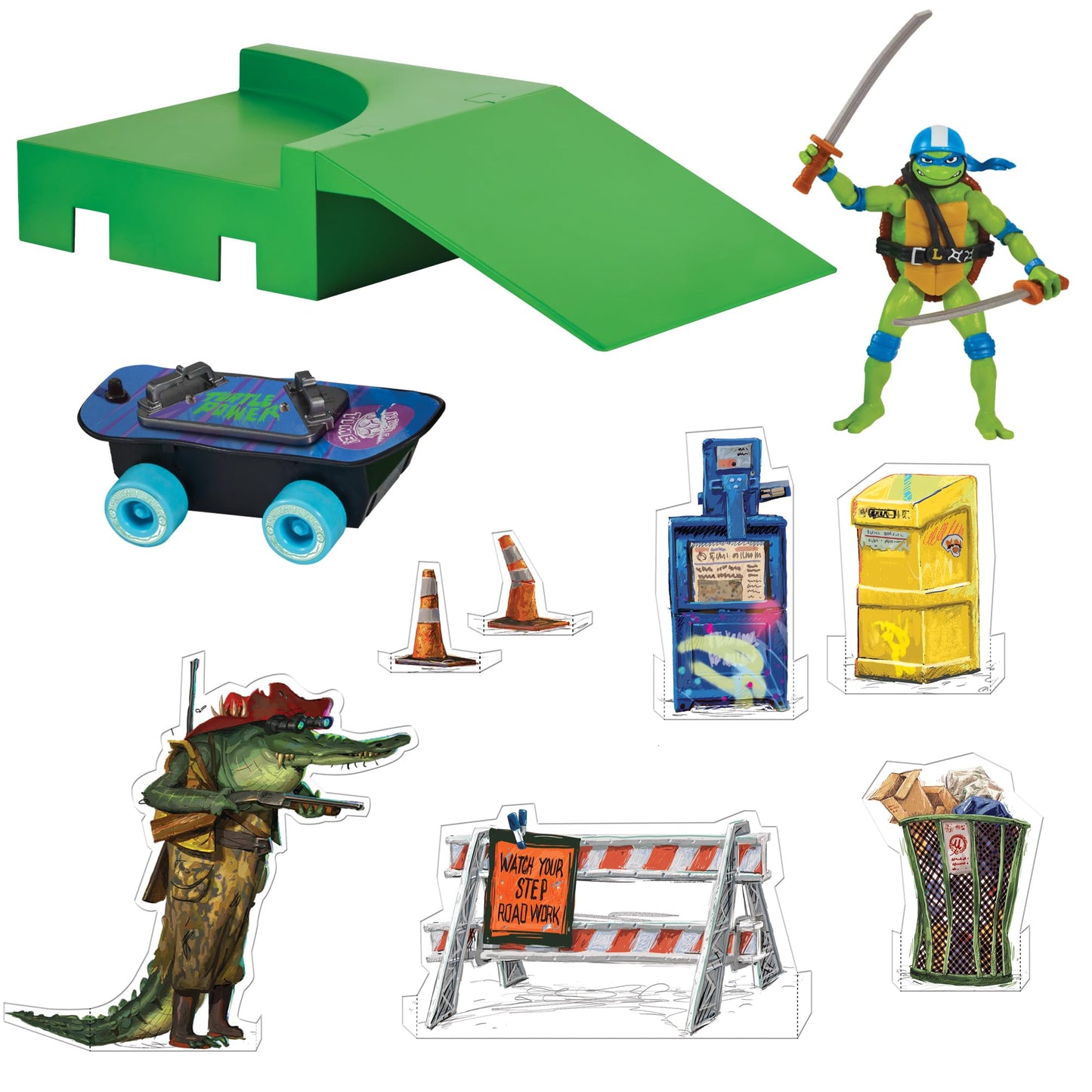 Teenage Mutant Ninja Turtles: Mutant Mayhem Leonardo on a Skateboard with Accessories by Playmates Toys - Amazon Exclusive