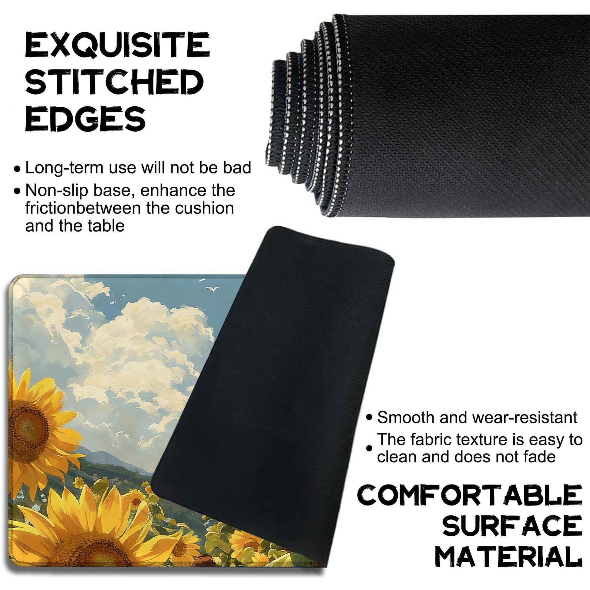Playmat for MTG Orange Cat Sunflower Magic Play Mat 24x14 Inch Card Game Mat for Magic The Gathering TCG PTCG Playmat with Free Storage Bags Non-Slip