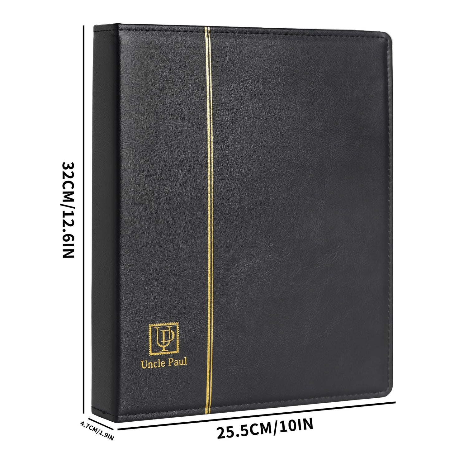 Uncle Paul 4 Ring Binder Albums - 12.5" x 10" Black Cover Binders Compatible with 9-Hole 11-Hole Pocket Pages Universal for Stamps Coins Banknotes