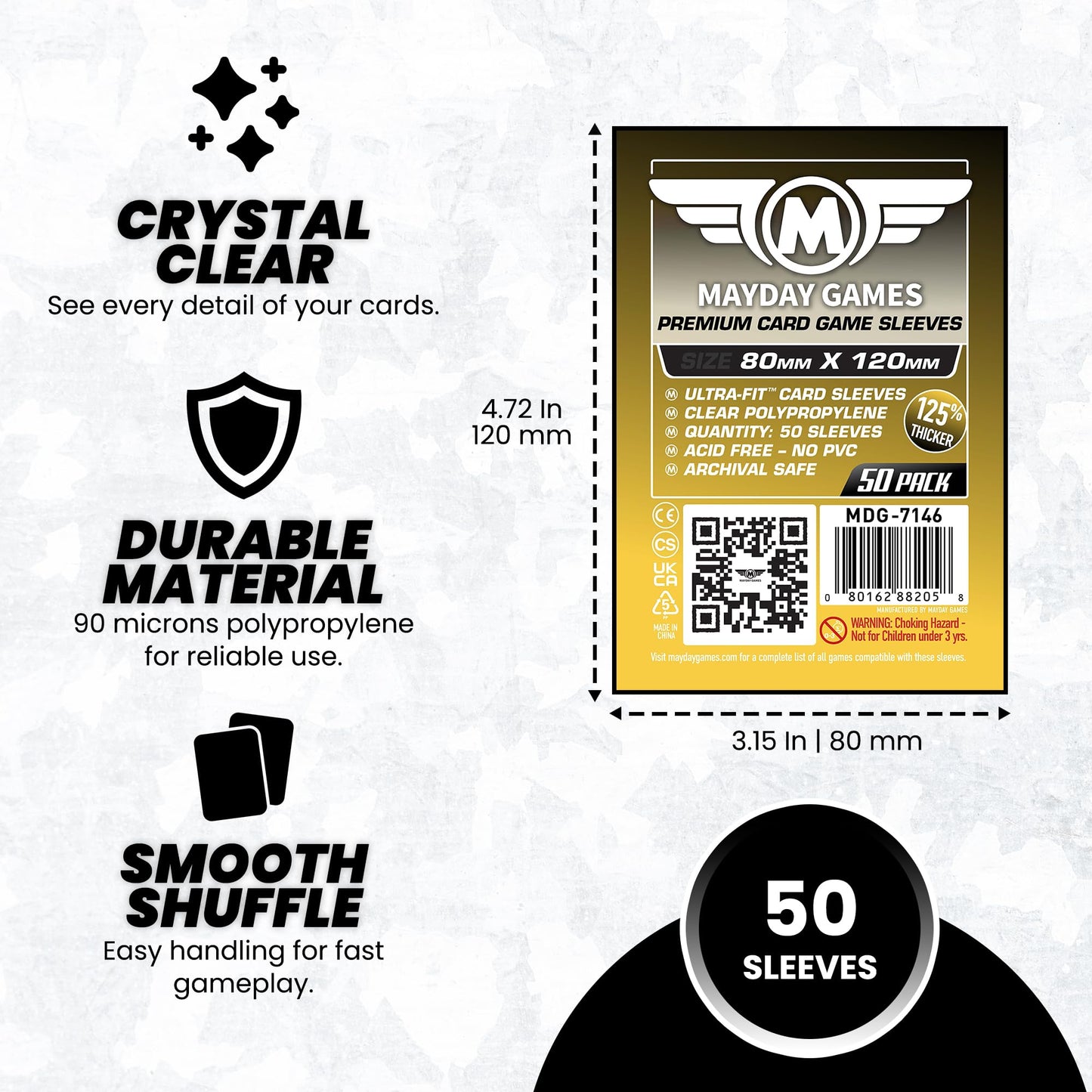 Mayday Games Dixit Premium Card Sleeves - 80x120mm 90 Micron Thick, 50 Per Pack, Oversized Clear Board Game Card Sleeves - MDG-7146