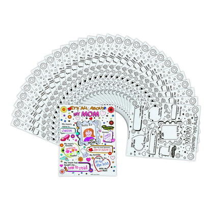 Fun Express Color Your Own All About Mom Poster, 30 Piece Class Pack, Crafts for Mother's Day