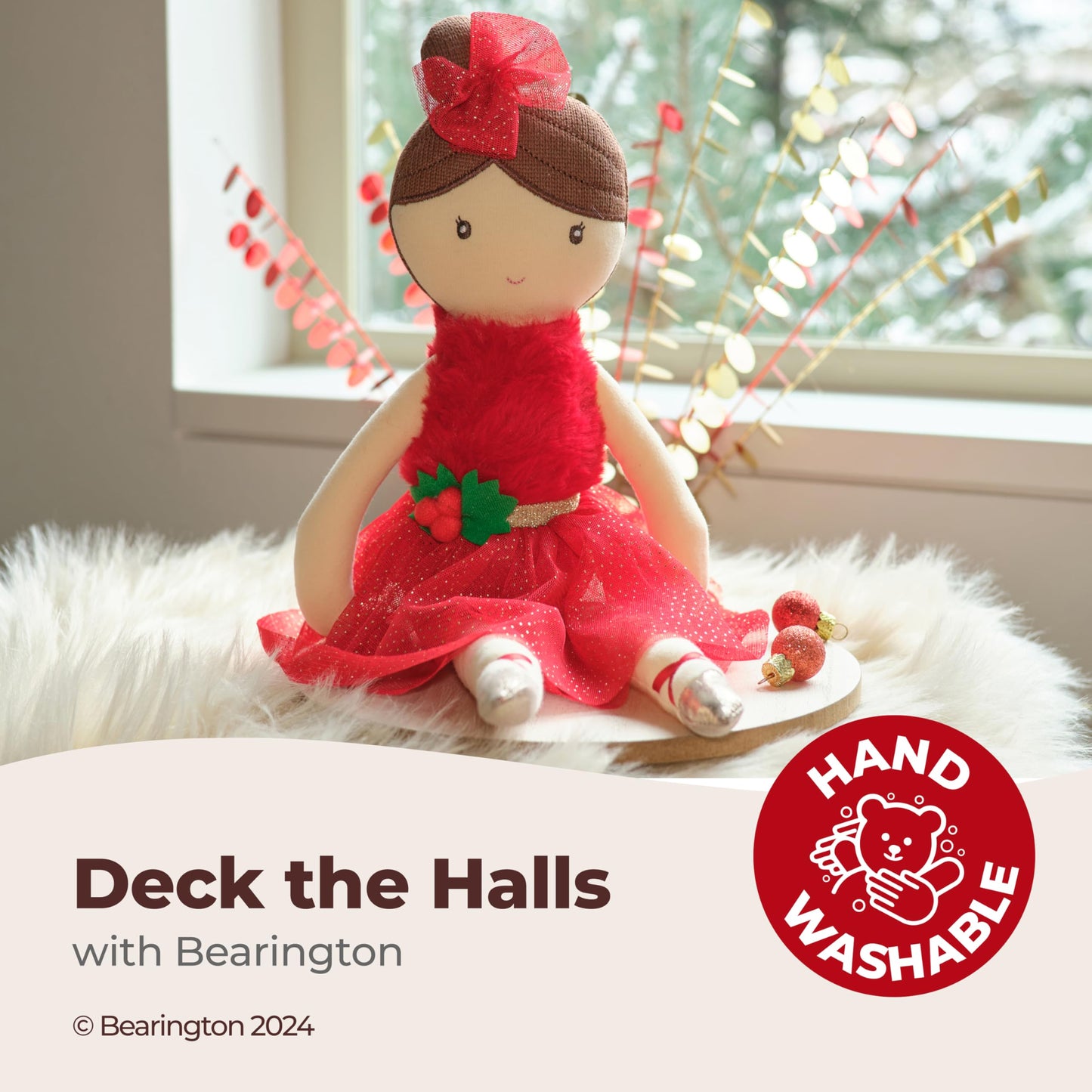 Bearington Collection Evie Christmas Plush, 16.5 Inch Ballerina Doll