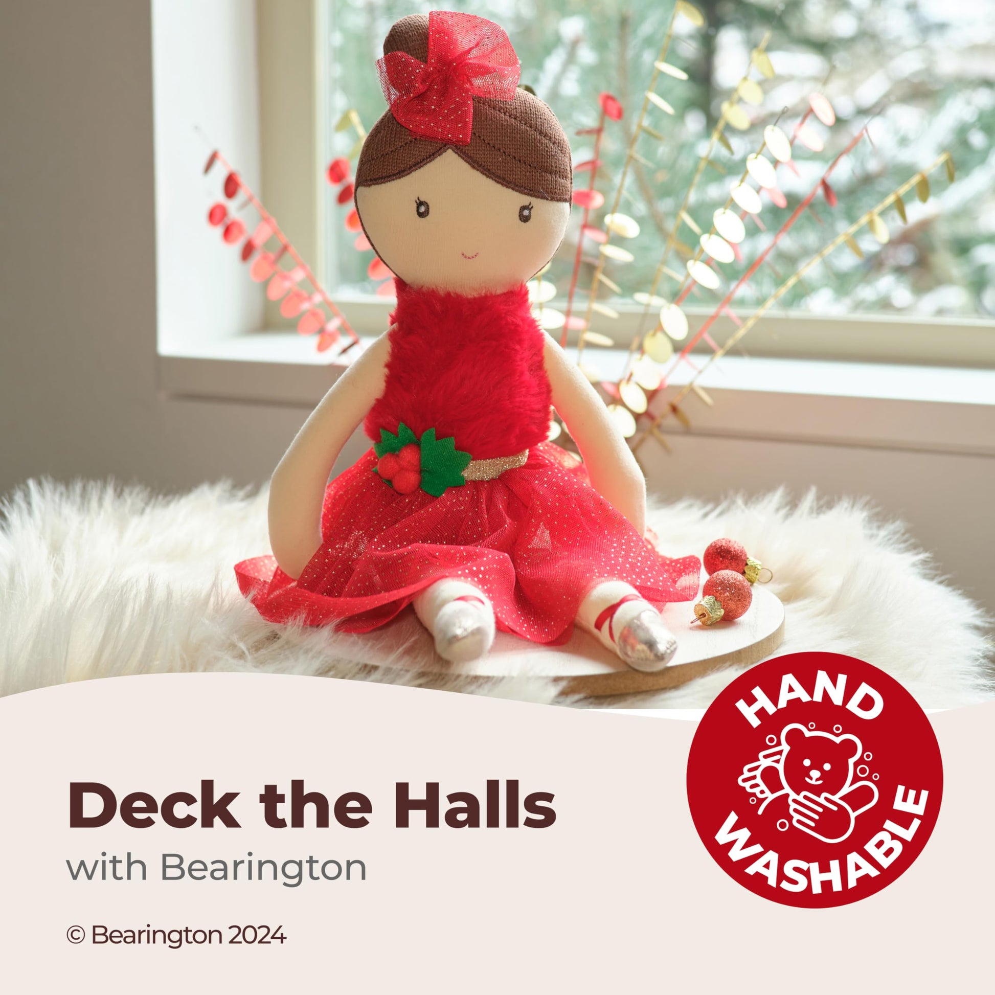 Bearington Collection Evie Christmas Plush, 16.5 Inch Ballerina Doll