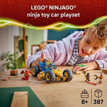 LEGO NINJAGO Jay’s Transforming Car Building Toy for Boys & Girls - Toy Car W/2 Play Modes for Kids, Ages 8+ - W/Jay, NYA, Dragon Form Kai, & 2 More