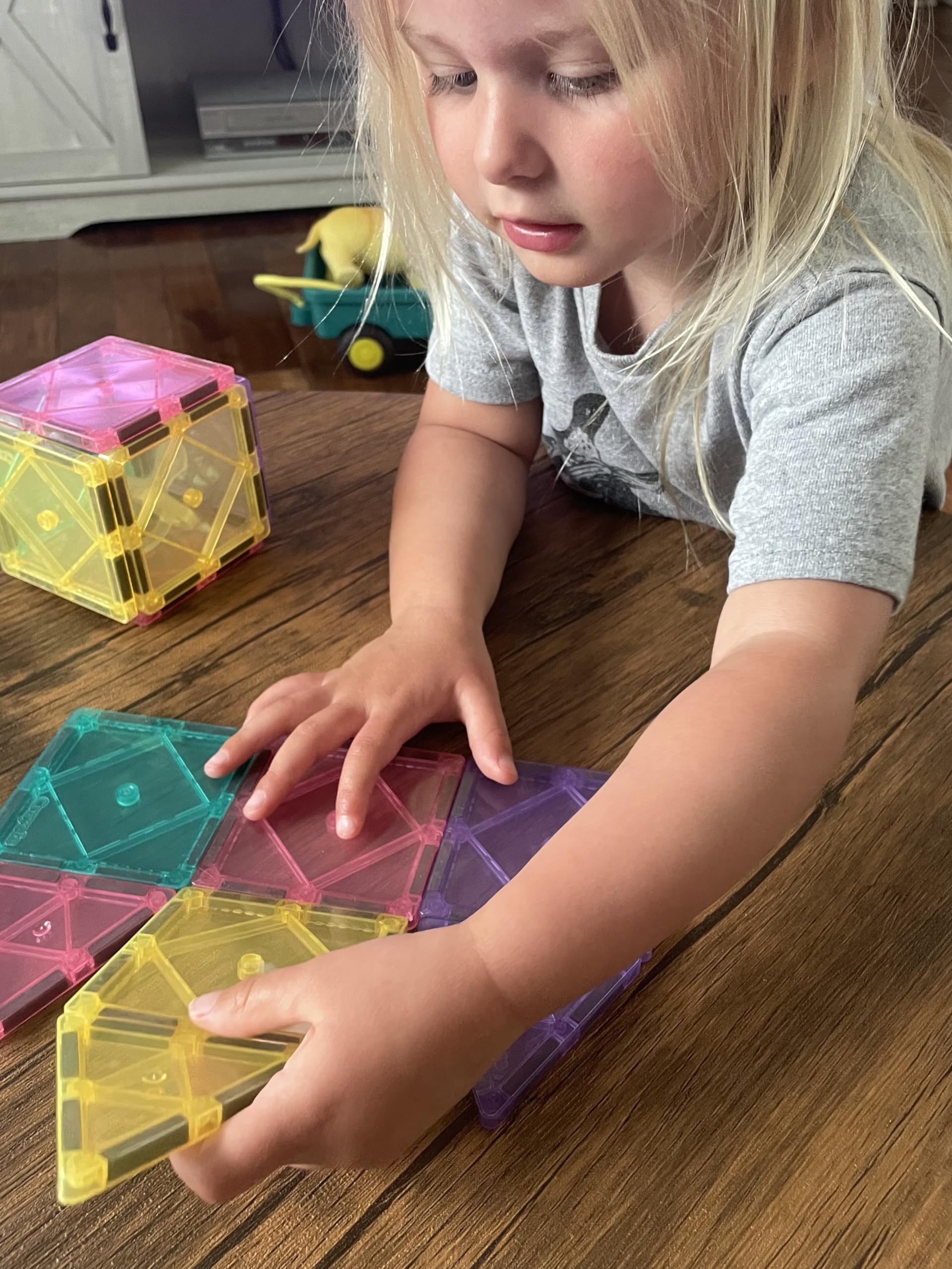 CreateOn Crayola Magnetic Tiles, Building Set for Kids, Magnetic Building Toys for Kids, STEM Travel, Easter Basket Gift for Boys and Girls Ages 3+