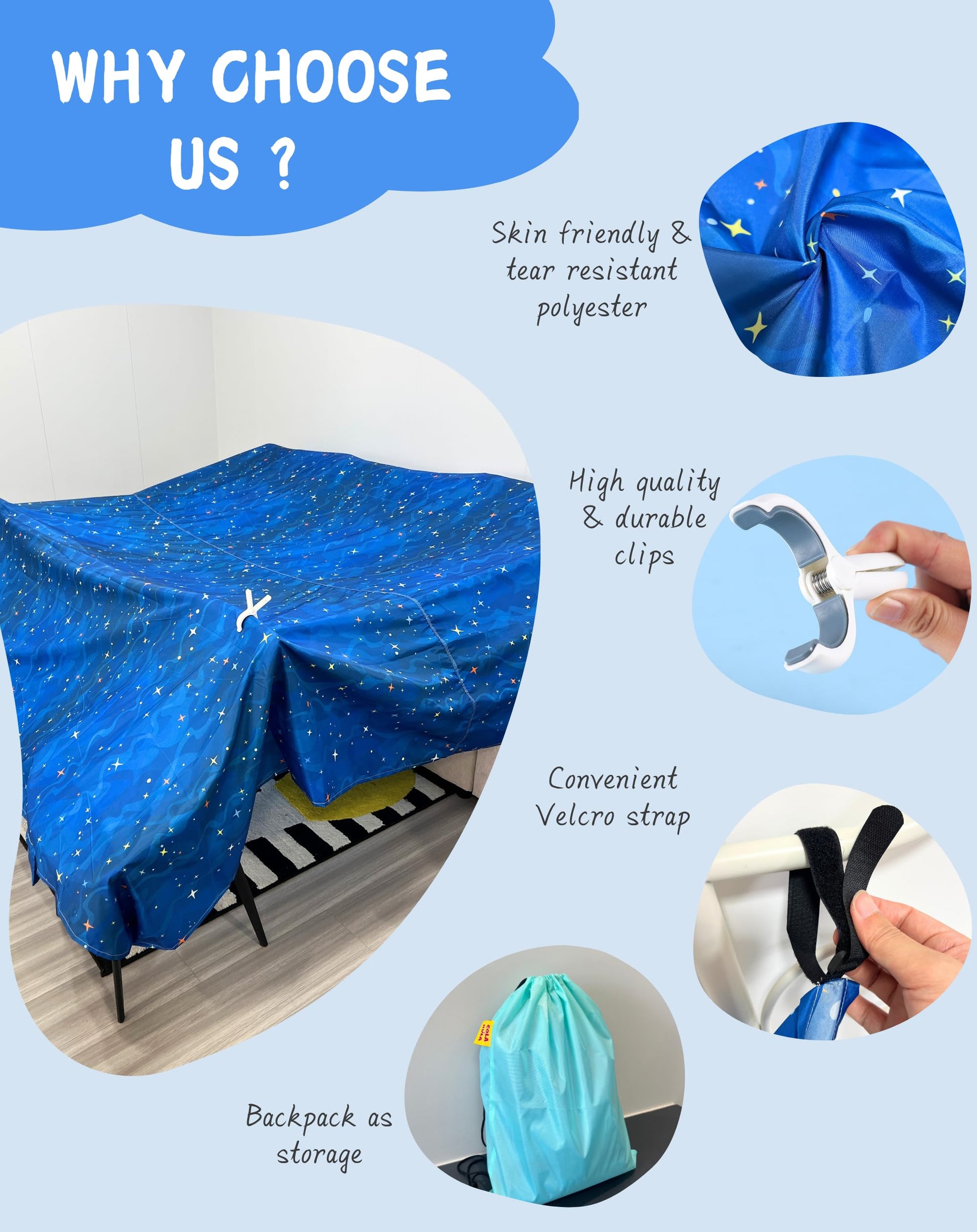 Blanket Fort Building Kit for Kids, Make a Portable Playhouse, Magic Play Tent Boys Girls Indoor Outdoor Build Set, STEM Children Toy, Best Gift