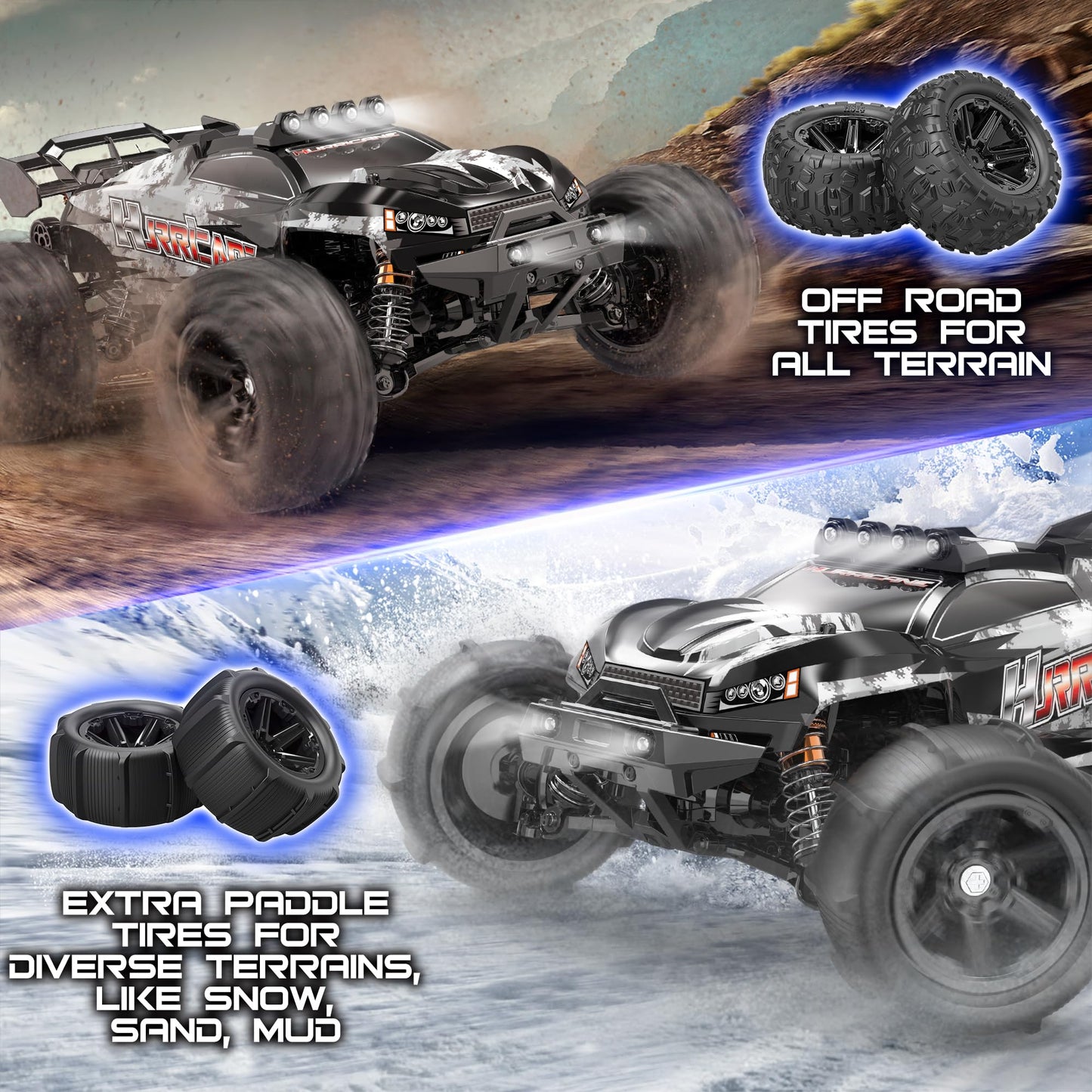 X-TMAGA 1:14 Scale All Terrain RC Cars for Adults & Boys (HS14323), Max Fast 40+ KPH, 4WD Off-Road RC Truck for Snow & Sand & Mud, 4X4 Waterproof