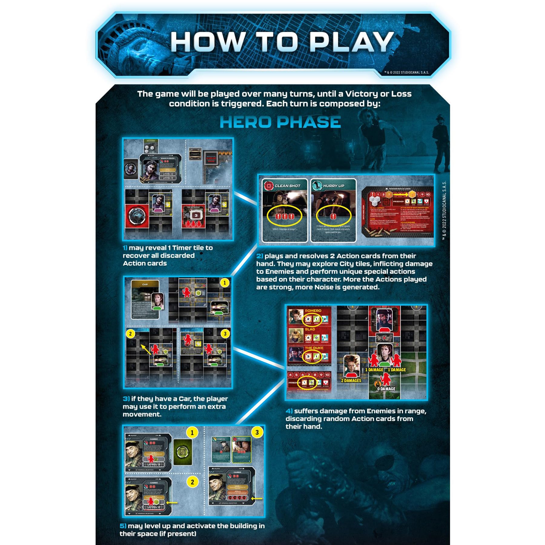 Pendragon Studios: Escape from New York: The Board Game - Hero Strategy Board Game Baed On The Movie, Ages 14+, 1-4 Players, 60 Min