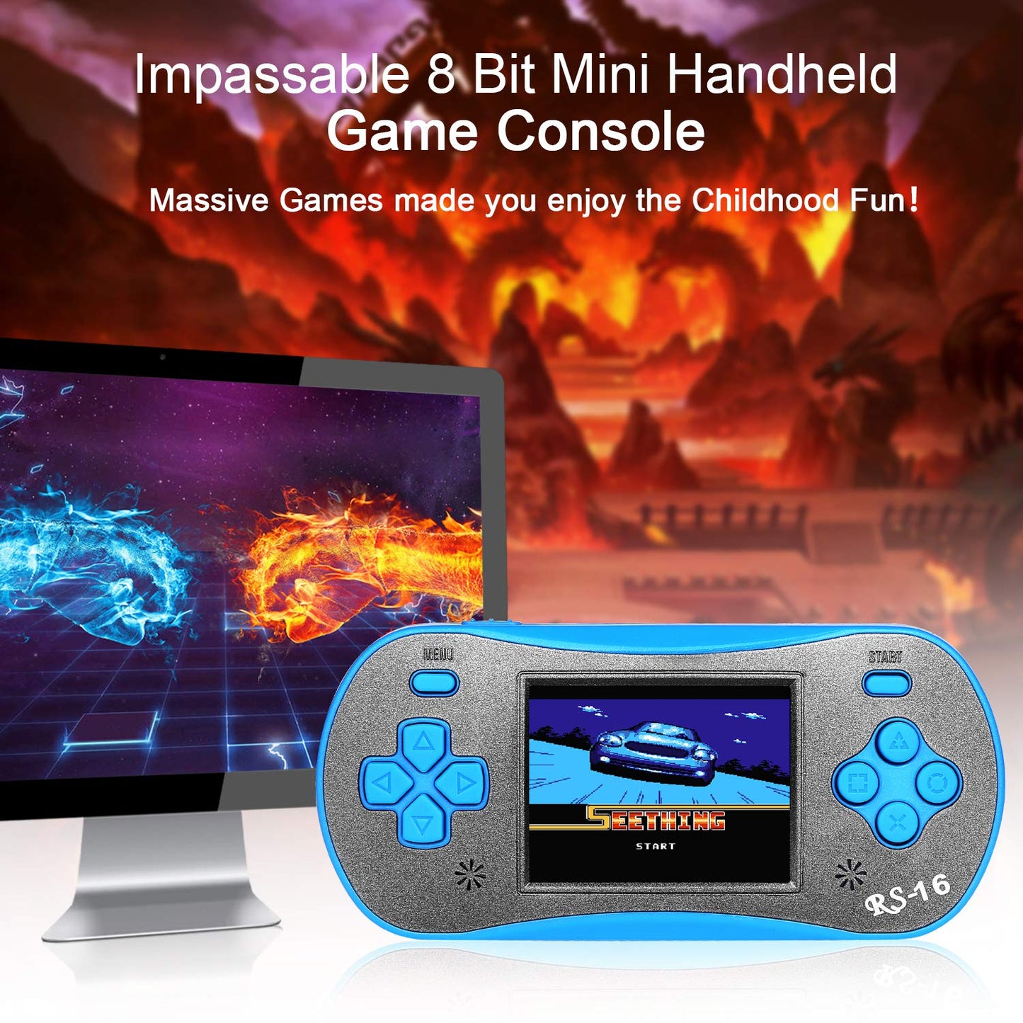Handheld Game for Kids - FAMILY POCKET RS16 Portable Classic Controller 260 Game 2.5 inch LCD Retro Arcade Video Game System Children's Birthday Gift