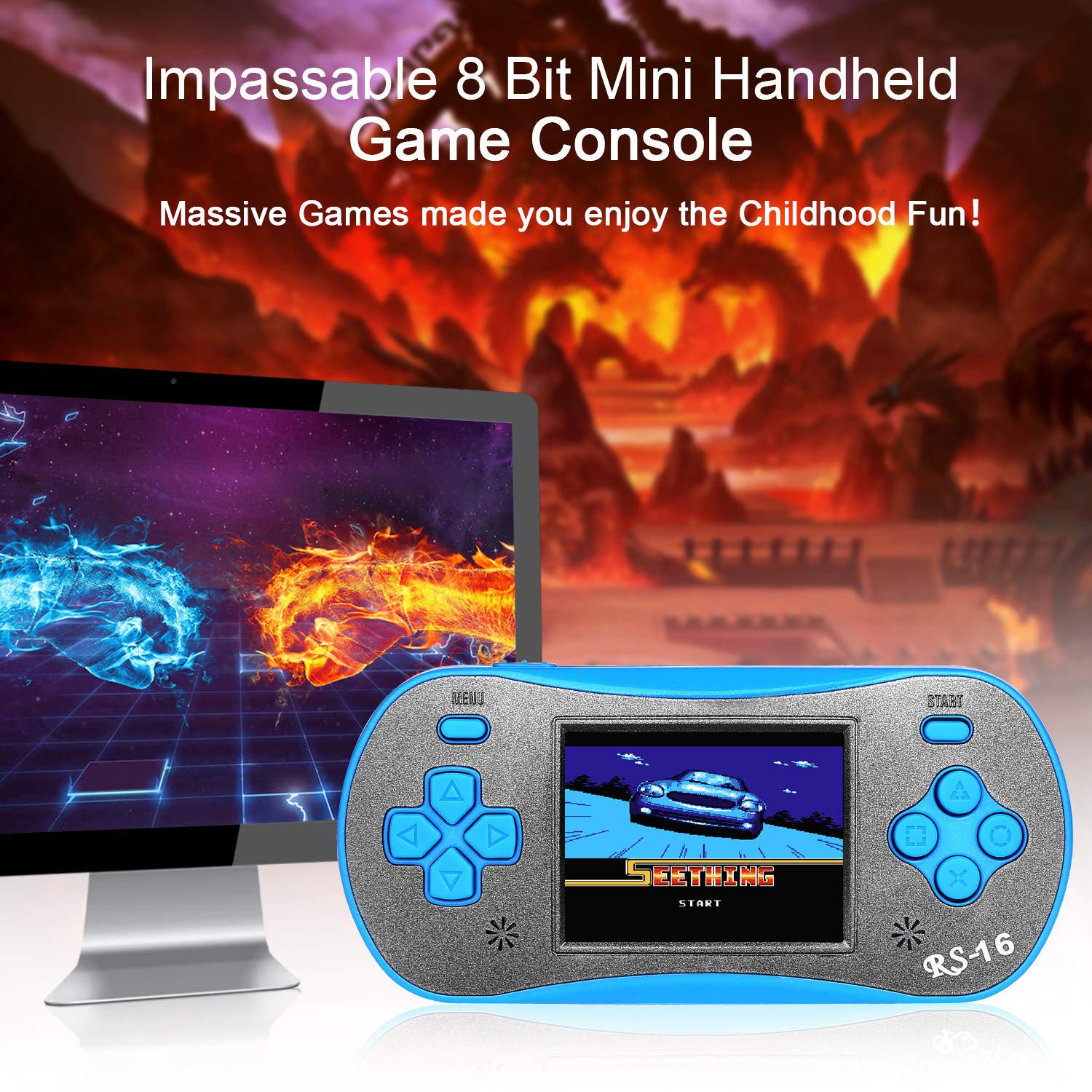 Handheld Game for Kids - FAMILY POCKET RS16 Portable Classic Controller 260 Game 2.5 inch LCD Retro Arcade Video Game System Children's Birthday Gift