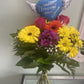 Blue Happy Heavenly Birthday Heart Balloon on a Stick with Angel Wings - Memorial & Remembrance