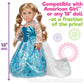 Elsa Frozen Inspired Dress- 18" Doll Clothes & Accessories Compatible w American Girl Dolls- Includes Blue Snowflake Queen Premium Quality Handmade