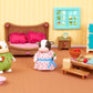 Li'l Woodzeez - Bedroom & Dining Playset with 2 Characters, Dollhouse Furniture Set, Toy Bedroom & Kitchen Playset with Animal Figurines, 3+ Years