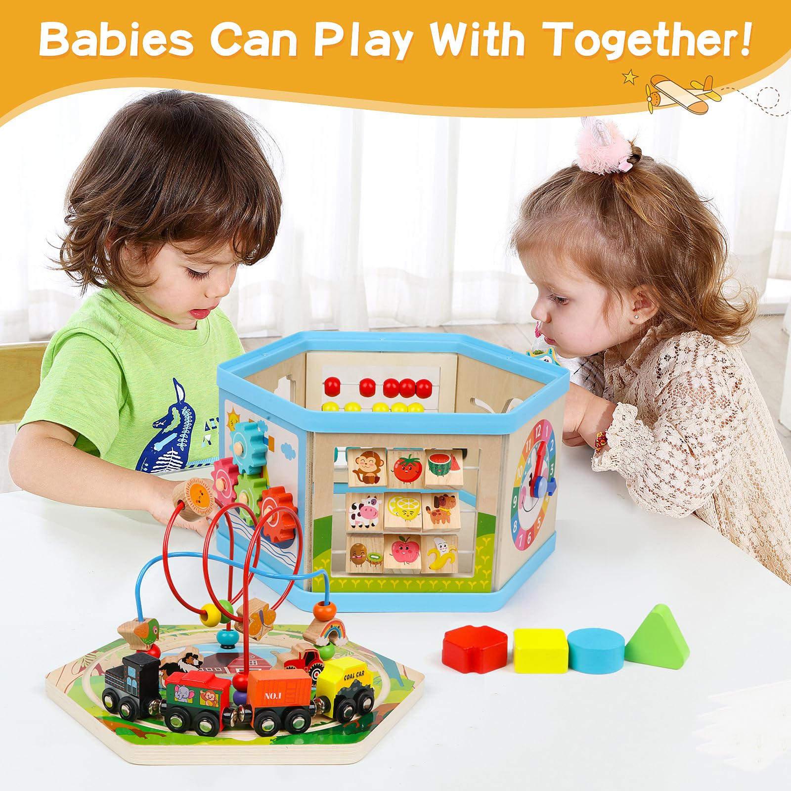 Wooden Activity Cube 9-in-1 Montessori Toys for 1+ Year Old Boys Girls Educational Learning Toys for Toddlers Age 1-2 One Year Old First Birthday Gift