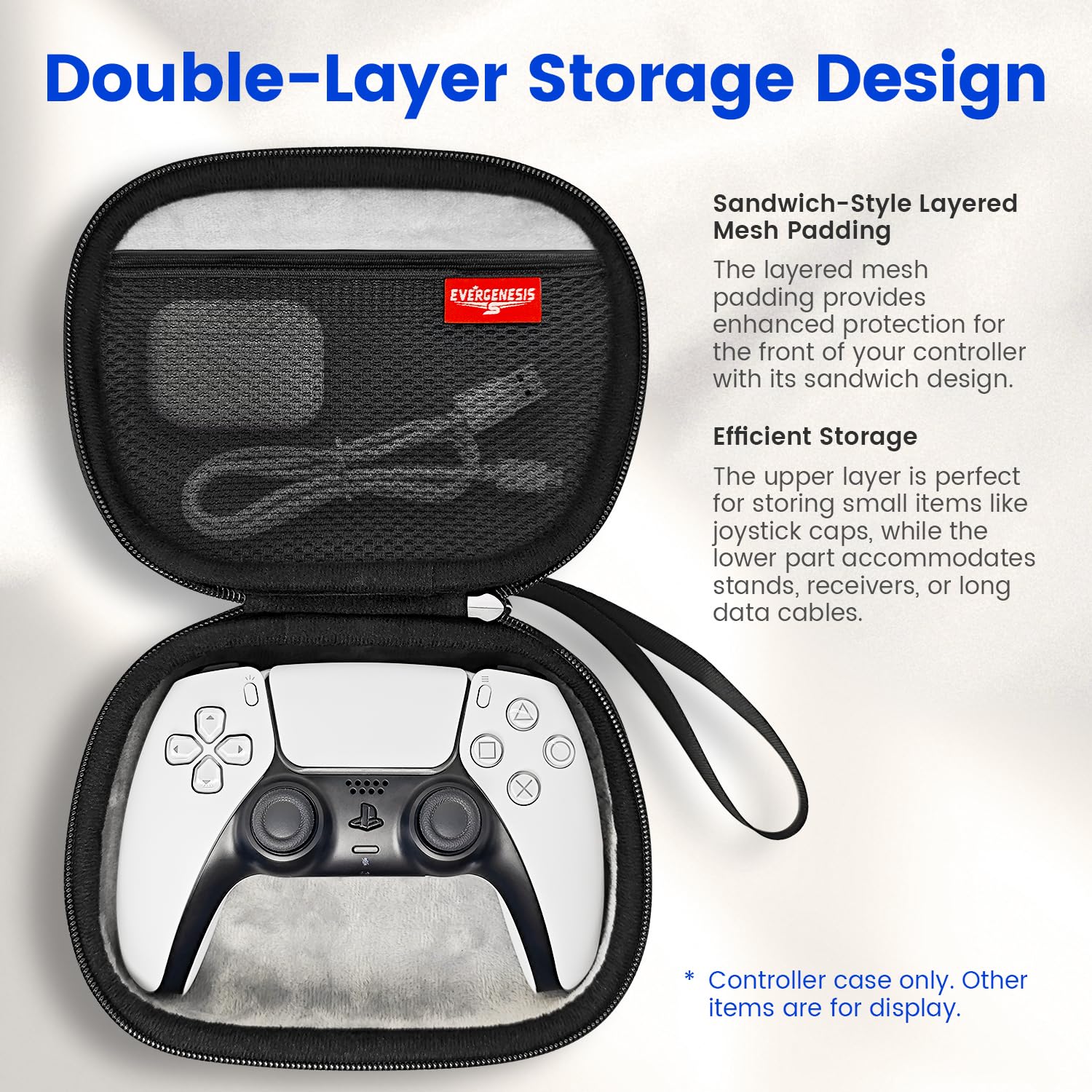 DLDER Shockproof EVA Controller Carrying Case for PS5/Switch Pro with Anti-Scratch Velvet Lining & Accessory Pocket Bag
