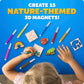 Blue Marble Wooden Magnet Craft Kit - Create & Paint 15 Nature-Themed Magnets with 8 Watercolor Pens, Magnet Art Kit, DIY Magnets for Kids, Magnet