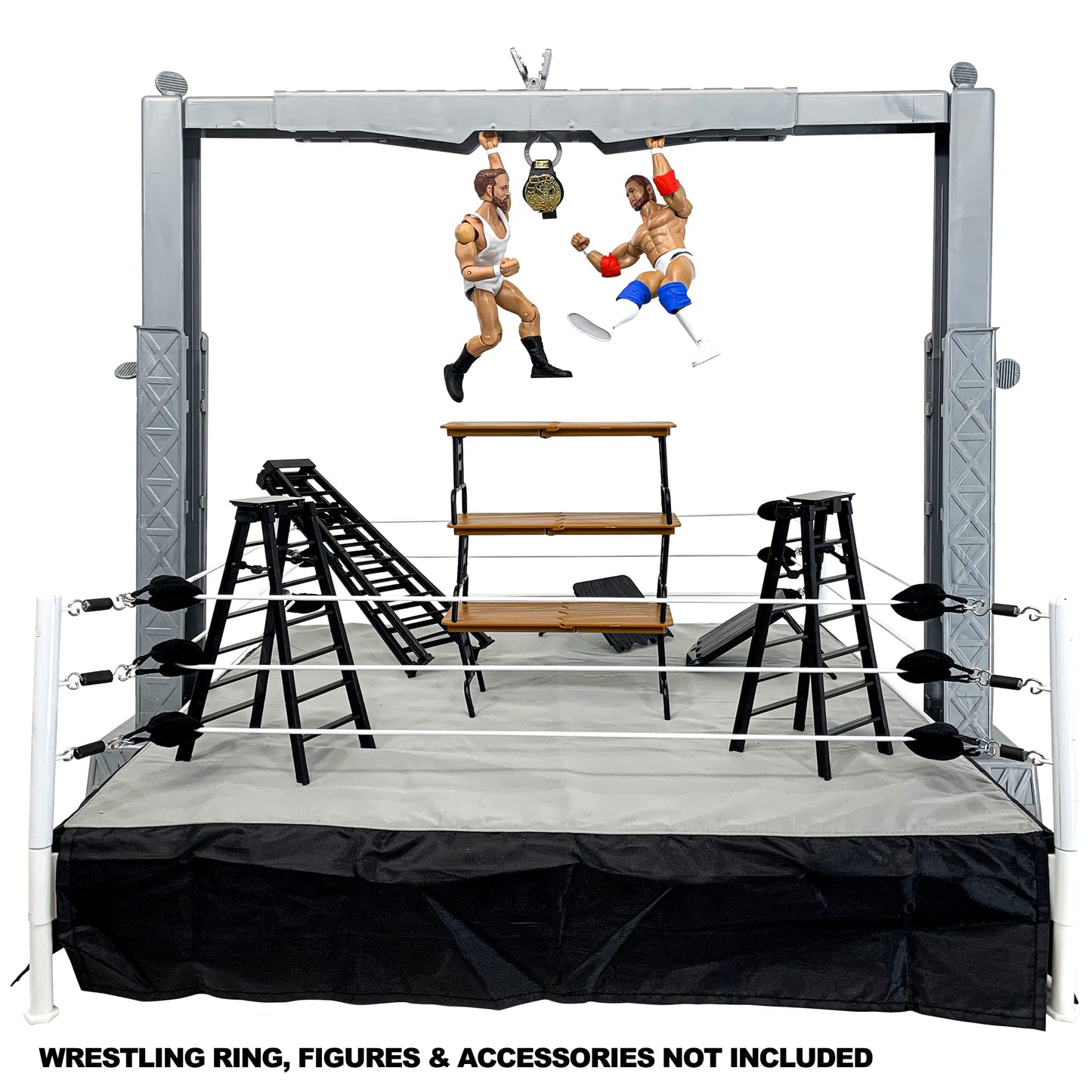 Deluxe Grab The Gear Adjustable Playset with Accessories for Wrestling Action Figures