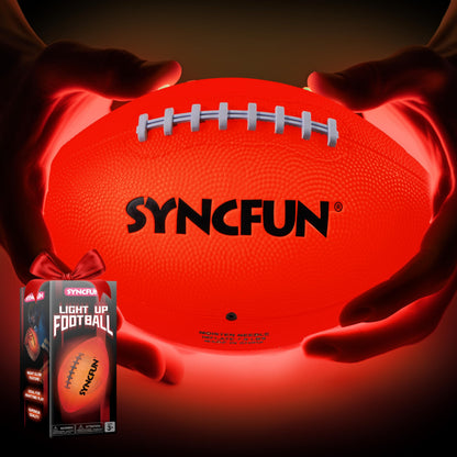 SYNCFUN Glow in the Dark Football for Boys, Light Up Football for Night Outdoor Sports Games, Red Glowing Ball, Ball Accessories Gifts for Teen Boy