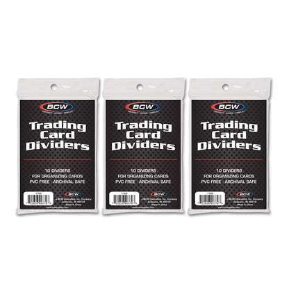 BCW Trading Card Dividers (30 Pack) | Archival Quality with Write-On Tabs | Fits 3200 & 5000 Super Monster Trading Card Storage Boxes