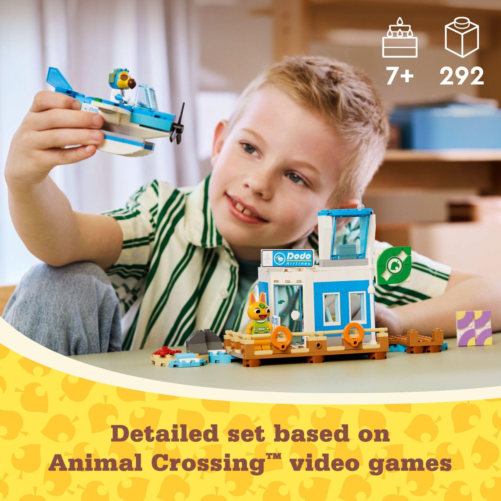 LEGO Animal Crossing Fly with Dodo Airlines Airport Playset, Kids’ Airplane Toy and Pilot Minifigure Inspired by The Video Game Series, Gift for Girls